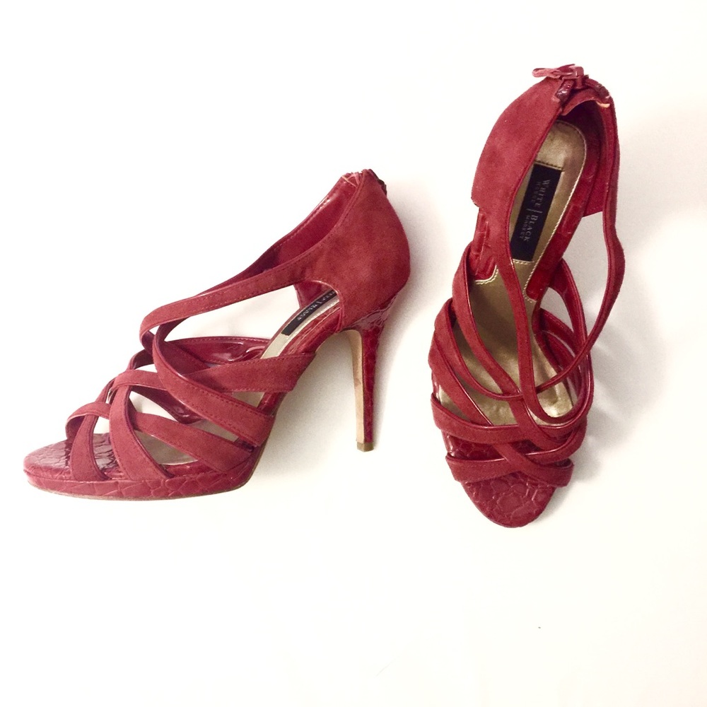 WHBM strappy red heels